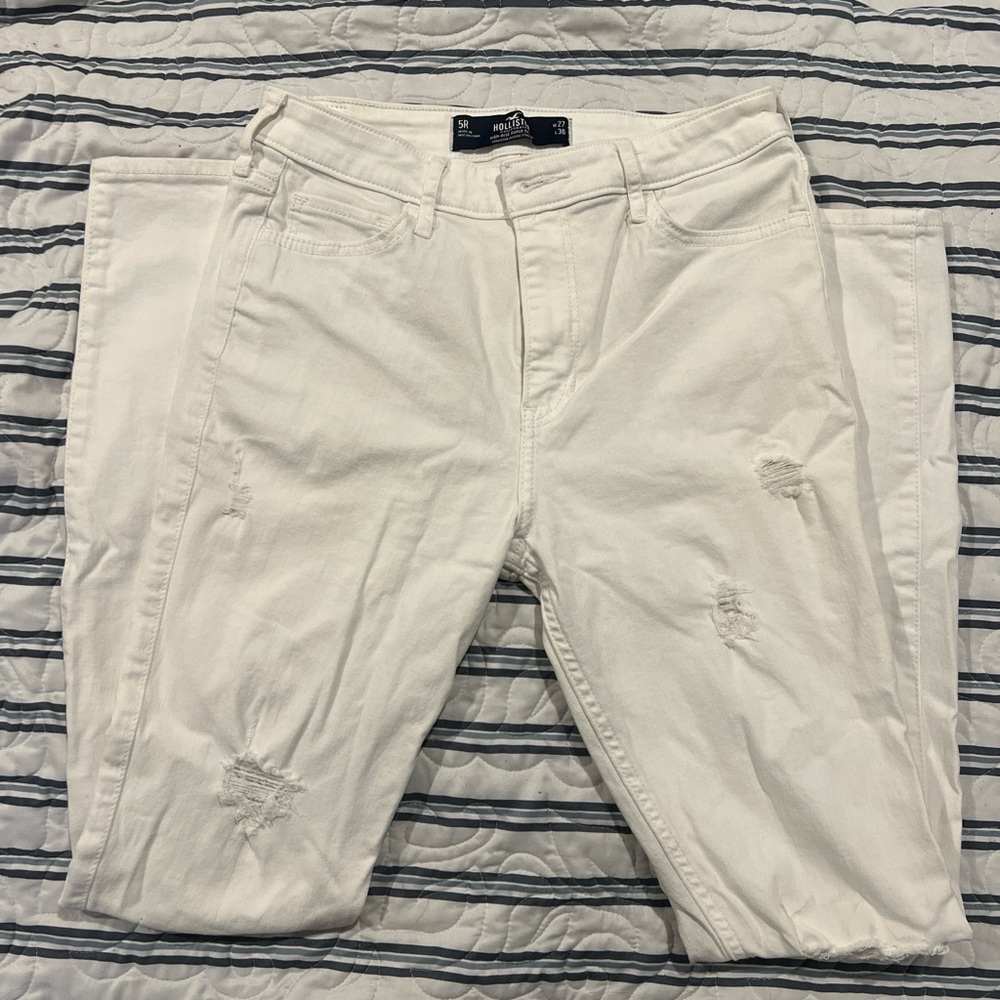 Hollister High Rise Super Skinny Ripped White Jeans Size 5R w27L30
